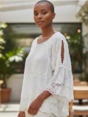 DEMOCRACY Split Sleeve Lace Accent Blouse-So Pretty!